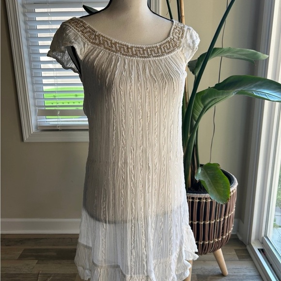 Green style dress white and gold - Picture 2 of 4